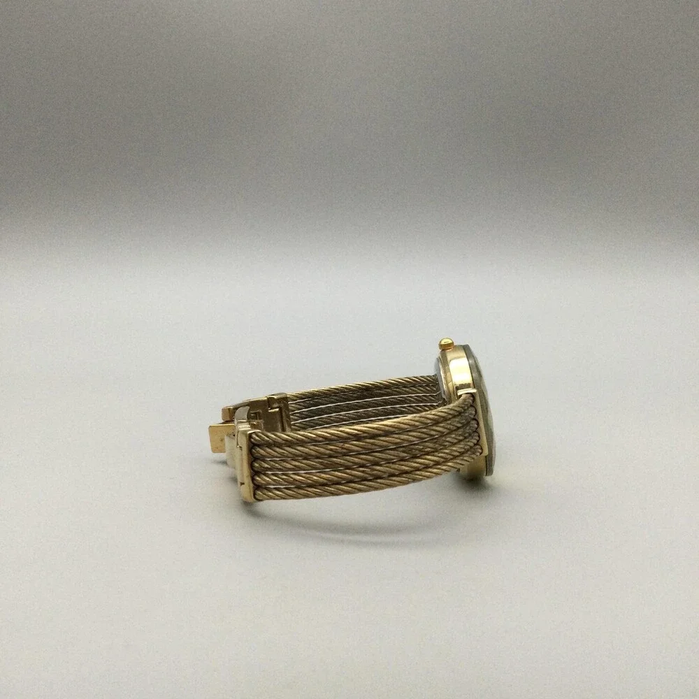 Anne Klein Womens Watch 26mm Diamond Faceted Gold Cable Band New Battery 6.75